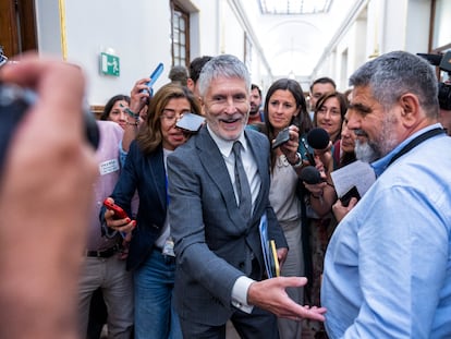 El ministro del interior, Fernando Grande-MArlaska, este miércoles en los pasillos del Congreso.