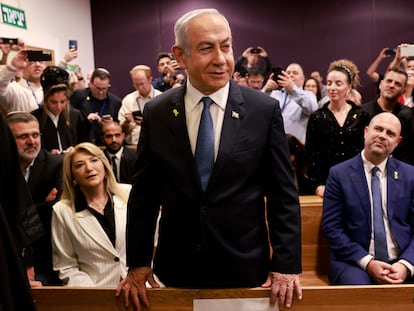 El primer ministro de Israel, Benjamín Netanyahu, el día 10 en el tribunal de distrito de Tel Aviv.