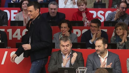 Sánchez, Cerdán y Ábalos, en una reunión del Comité Federal del PSOE en febrero de 2020.
